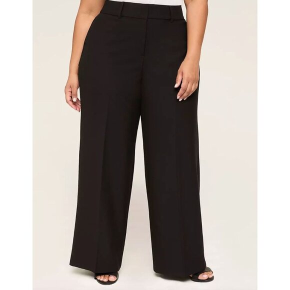 NEW Lane Bryant Womens Plus 20 Perfect Drape Wide Leg Black Pants High Rise - Picture 1 of 9